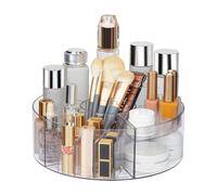 360° Rotating Makeup Organizer, 10" Clear Turntable Lazy Susan Organizer for Vanity, Bathroom Counter, Cabinet, Spinning Cosmetic Storage Holder with 6 Dividers for Skincare, Makeup Brushes, Lipsticks