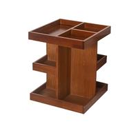 360 Rotating Makeup Organizer,360 Rotating Organizer Cosmetic Display Case - Wooden Display Stand Rustic Decor for Bedroom Cosmetic Skin Care Products Perfume Toiletries