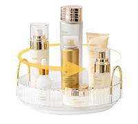 360 Rotating Makeup Organizer, Bathroom Cosmetic Holder Rack Large Capacity Cosmetic Organisers for Lipsticks, Nail Care, Skincare, Perfume, Ideal Desk Organizer for Dresser and Kitchen (Clear)