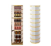 360° Rotating Metal Shoe Cabinet - Stylish Corner Shoe Tower, Vertical Round Shoe Rack, Freestanding Organizer for Large Shoe Storage & Efficient Space Saving Solution