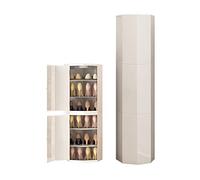 360° Rotating Metal Shoe Rack, 3/6/9/12/15 Tier Octagonal Tower, Space-Saving Stand for Entryway, Living Room, Hallway, Lazy Susan Design, White (C, 43 cm)