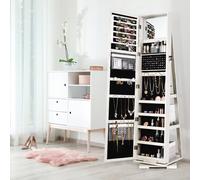 360 Rotating Mirrored Jewelry Cabinet Free Standing Jewelry Armoire