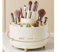360° Rotating Organiser, Creative Brush Holder with 5 Compartments, Desk Tidy Organiser - Pencil Holder & Rotating Makeup Station
