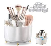 360° Rotating Pencil Pen Pot, Creative Pencil Pen Holder Makeup Brush Holder with 5 Compartments,Rotatable Desktop Desk Tidy Organiser Decorative Stationery Storage Boxes for Home Office