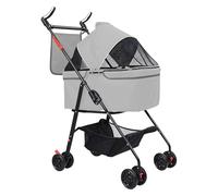 360° Rotating Pet Stroller, Mobility Pet Cart, with Suspension & Rear Brakes, Breathable Oxford Mesh Basket, for Outdoor Walks & Car Storage, for Small Anxious Pets up to 10kg Light Grey