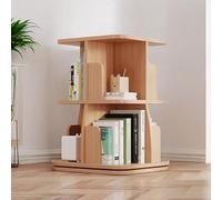 360° Rotating Pine Wood Bookshelf, 5-Tier Stackable Bookcase for Small Spaces, Solid Wood Storage Shelf, Multifunctional Floor Library Unit, Ideal for Home & Office