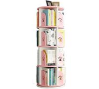 360° Rotating Pink Children's Bookshelf, Cultivate Reading Interest, CD & DVD Storage Rack, Perfect for Girls' Rooms, Size: 50.5 x 128cm, Fun and Functional Storage Solution