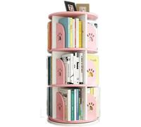 360° Rotating Pink Kids Bookshelf - Space-Saving Organizer for Books, Toys & DVDs - Stylish Playroom Storage Rack - Inspire Reading & Declutter - 40x87cm Design!