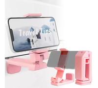 360° Rotating Portable Phone Holder - Universal Foldable Phone Mount for Airplane, Car, Desk | Hands-Free Stand for iPhone, Samsung, Smartphones | Travel Must-Have with Anti-Slip Base (Pink)