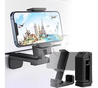 360° Rotating Portable Phone Holder - Universal Foldable Phone Mount for Airplane, Car, Desk | Hands-Free Stand for iPhone, Samsung, Smartphones | Travel Must-Have with Anti-Slip Base (Black)