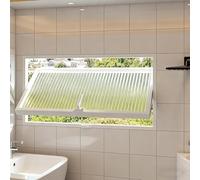 360° Rotating Reeded Glass Window, Replacement Bathroom Windows with Rotatable Handle, Embedded Shed Window for Balcony/Living Room/Office(White,65x30cm/25.6x11.8in)