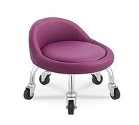 360° Rotating Rolling Stool Chair with Backrest, Leather Cushion, Small Low Wheel Seat for Optimal Comfort and Mobility, Perfect for Home, Office, Salon, and Workshop