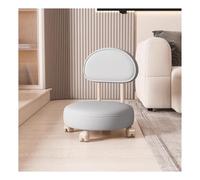 360° Rotating Rolling Stool with Backrest Adjustable Height Makeup Chair on Wheels Faux Leather Ottoman for Shoe Changing & Cleaning (Gray)