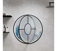 360° Rotating Round Porthole Window with Handle, Round Rotating Glass Windows, with Tempered Glass & Aluminum Alloy Frame, for Bathroom, Kitchen, Bedroom(Black,60cm/23.6in)