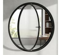 360° Rotating Round Window,Aluminum Frame Round Tempered Glass Window,Round Opening Portlight Porthole Window with Handle,Replacement Ventilation Window,for Bathroom hed(Black,80cm/31.3in)