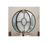 360° Rotating Round Window-Tempered Glass Aluminum Alloy Pivot Casement Window,with Lockable Handle Funnel Window,Porthole Window for Bathroom/Kitchen Ventilation(Black,60cm)