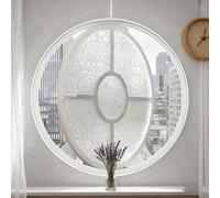 360° Rotating Round Window,Tempered Glass Porthole Windows,Aluminum Pivot Casement Window with Handle,Home Indoor Ventilation Windows Replacement for Kitchen Bedroom Living Room(60CM/23.6IN)