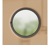 360° Rotating Round WindowFlush Mount Tempered Glass Casement for Bathroom Living Room & PlayhouseCompact Household Sliding Design (Black 70cm/27.5in)