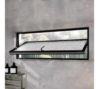 360° Rotating Shed Window with Tempered Glass, Turn Handle Aluminium Window for Bathroom/Garden Rooms, Household/Playhouse Replacement Window(Black,50x14in/110x35cm)