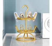 360° Rotating Shoe Drying Rack - Freestanding Vertical for Hallway & Living Room - Tall 2-Tier Narrow Shoe Rack for Closet - Stylish Gold Finish