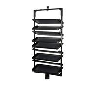 360° Rotating Shoe Rack - Adjustable Height Pull-Outfor Closet Metal Stackable Storage Vertical Shelf for Small Bedrooms Space-Saving Black Shoe Cabinet