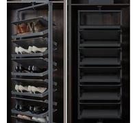 360° Rotating Shoe Rack - Slim Metal Coat & Shoe Cabinet for Narrow Spaces 6-Layer Storage Solution for Hallway & Small Areas - Stylish Black Design