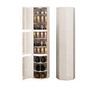 360° Rotating Shoe RackVertical Metal Storage Tower Cabinet for EntrywayModern Round Design SpaceSaving Organizer Available in 45/86/127/169/210cm (Color: 35CM)