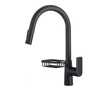 360° Rotating Single Handle Kitchen Faucet, Dual Mode Hot/Cold Water Mixer Tap, Extractable Sprayer, Modern Black Sink Faucet for Easy Cleaning and Versatile Use
