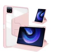 360° Rotating Smart Case Suitable For Xiaomi MiPad 6 5 11 7 7s Pro 11.2 12.5 6s 12.4 Acrylic Back Cover With Pencil Holder(Pink,Pad 6 Pro 11)