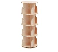 360° Rotating Solid Wood Bookcase 2/3/4/5/6 Tier Bookshelf for Living Room Wall Mounted Storage Cabinet Stylish Home Display Shelf Perfect for Picture Books & Decor