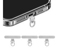 360° Rotating Stainless Steel Phone Tether Tab (Silvery 3-Pack) - Universal for iPhone & Other Phones (Fits Wristbands/Necklaces/Crossbody Straps)