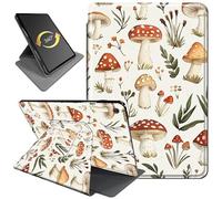 360°Rotating Stand Case for 10.1" Fire HD 10 Tablet (9th/7th/5th Gen, 2019/2017/2015 Release), PU Leather Folio Durable Shockproof Protective Case with Auto Wake/Sleep, Mushroom Wildflower