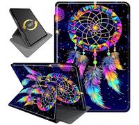 360°Rotating Stand Case for 10.1" Fire HD 10 Tablet (9th/7th/5th Gen, 2019/2017/2015 Release), PU Leather Folio Durable Shockproof Protective Case with Auto Wake/Sleep, Colorful Dream Catcher