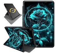360°Rotating Stand Case for 10.1" Fire HD 10 Tablet (9th/7th/5th Gen, 2019/2017/2015 Release), PU Leather Folio Durable Shockproof Protective Case with Auto Wake/Sleep, Blue Rose Dream Chaser