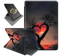 360°Rotating Stand Case for 6.8" Kindle Paperwhite (11th Generation-2021) & Kindle Paperwhite Signature Edition, Durable PU Leather Cover with Auto Wake/Sleep for Men, Women, Dead Wood Red Moon