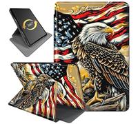 360° Rotating Stand Case for 6" Kindle 10th Generation (2019, Model: J9G29R), PU Leather Folio Cover with Auto Wake/Sleep, Durable Shockproof Protective Case for Men, Women, Dead Wood Flag Eagle