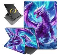 360° Rotating Stand Case for 6" Kindle 10th Generation (2019, Model: J9G29R), PU Leather Folio Cover with Auto Wake/Sleep, Durable Shockproof Protective Case for Men, Women, Arctic Purple Dragon