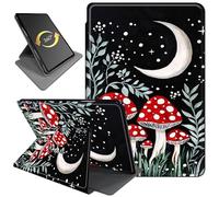 360° Rotating Stand Case for 6" Kindle 10th Generation (2019, Model: J9G29R), PU Leather Folio Cover with Auto Wake/Sleep, Durable Shockproof Protective Case for Men, Women, Snowflake Mushroom Moon
