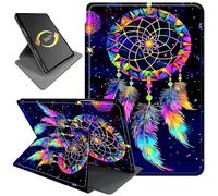 360° Rotating Stand Case for 6" Kindle 10th Generation (2019, Model: J9G29R), PU Leather Folio Cover with Auto Wake/Sleep, Durable Shockproof Protective Case for Men, Women, Colorful Dream Catcher