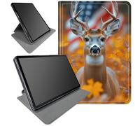 360° Rotating Stand Case for iPad Air 3 2019 and iPad Pro 10.5 Inch 2017- Smart Protective Cover with Auto Wake/Sleep,White Tailed Deer The American Flag