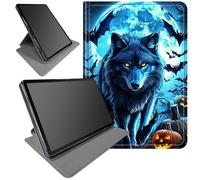 360° Rotating Stand Case for iPad Air 3 2019 and iPad Pro 10.5 Inch 2017- Smart Protective Cover with Auto Wake/Sleep,Full-Body Kickstand Case,Blue Wolf with Glowing Eyes