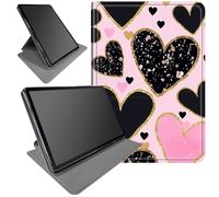 360° Rotating Stand Case for iPad Air 3 2019 and iPad Pro 10.5 Inch 2017- Smart Protective Cover with Auto Wake/Sleep,Full-Body Kickstand Case,Pink and Black Hearts