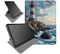 360° Rotating Stand Case for Lenovo Tab Lenovo Tab M10 Plus 10.3"- Smart Protective Cover with Auto Wake/Sleep,Full-Body Kickstand Case,Red and White Lighthouse Coast