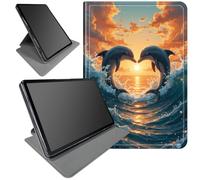 360° Rotating Stand Case for Lenovo Tab Lenovo Tab M10 Plus 10.3"- Smart Protective Cover with Auto Wake/Sleep,Full-Body Kickstand Case,Twin Dolphins Under The Sunset