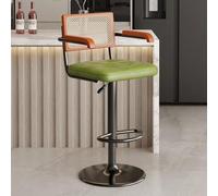 360° Rotating Swivel Bar Stools with Rattan Backrest Modern Counter Height Chairs for Kitchen Island Restaurant Office Coffee House (Green & Black Legs)