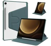 360 Rotating Tablet Case Suitable For Samsung Galaxy Tab S10 S9 FE 10.9 SM-X520 SM-X510 Cover With Pencil Holder(Dark green,S10 FE)