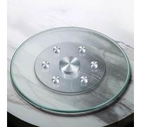 360° Rotating Tray Tempered Glass Lazy Susan Turntable with Swivel Assist, Large Round Display Serving Tray for Dining Table