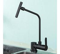360° Rotating Under Sink Water Faucet Unique Folding Kitchen Tap Stainless Steel Cold Water 1 4" Drinkable Water Space Saving Design Black