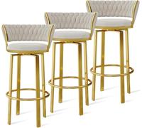 360° Rotating Velvet Bar Stools with Backrest Height Adjustable 1/2/3/4 Gold/Black Fabric Dining Chairs for Kitchen & Pub Elegant Gold White Legs Set of 2