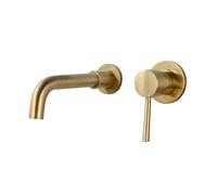 360° Rotating Wall-Mounted Bathroom Sink Faucet Concealed Design Elegant White & Brushed Gold Finish Modern Basin Mixer Tap for Stylish Home Décor
